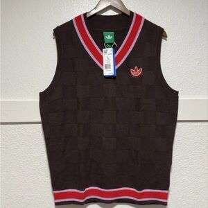 NWT Adidas Originals V Neck Knit Golf Sweater Vest Men's Size L JW9862